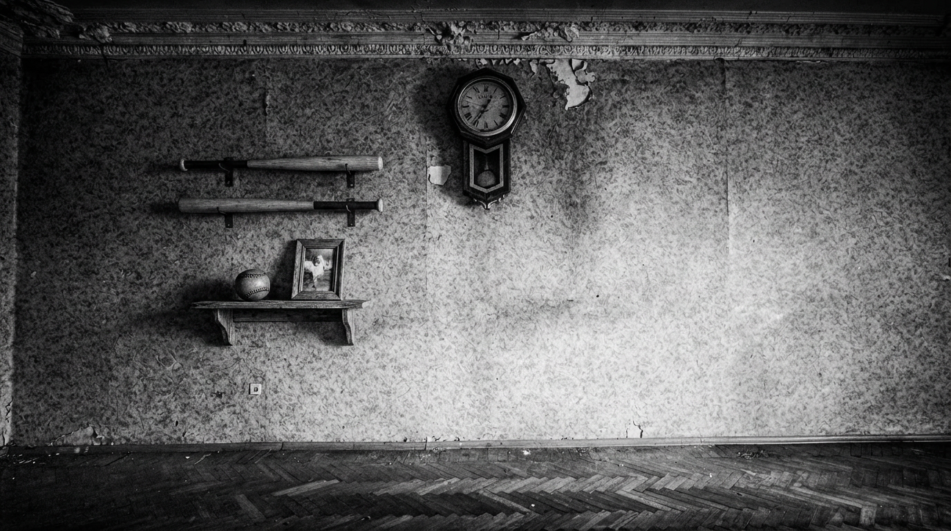 m3_wall_with_bat_v5 — биты ~70см, ч/б строгий